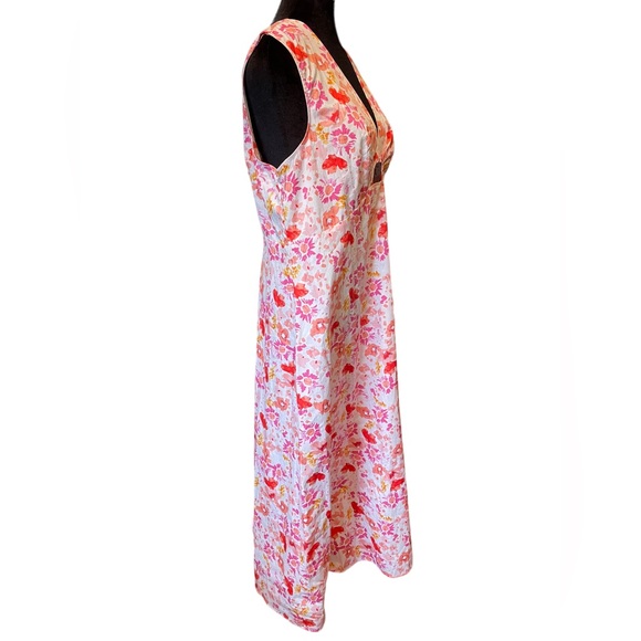NEW Chloe + Rene White Pink Boho Hippie Earthy Preppy Artsy Floral Maxi Dress - Picture 3 of 7